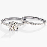 1.50 CT Round Cut Moissanite Bridal Ring Set with Round Wedding Bands 3