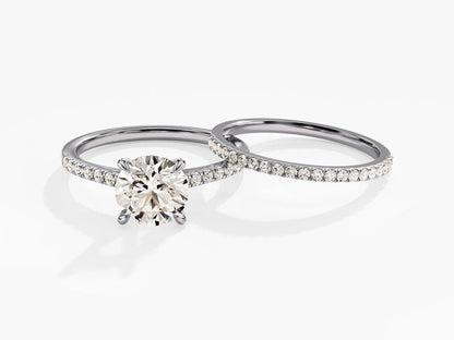 1.50 CT Round Cut Moissanite Bridal Ring Set with Round Wedding Bands 3