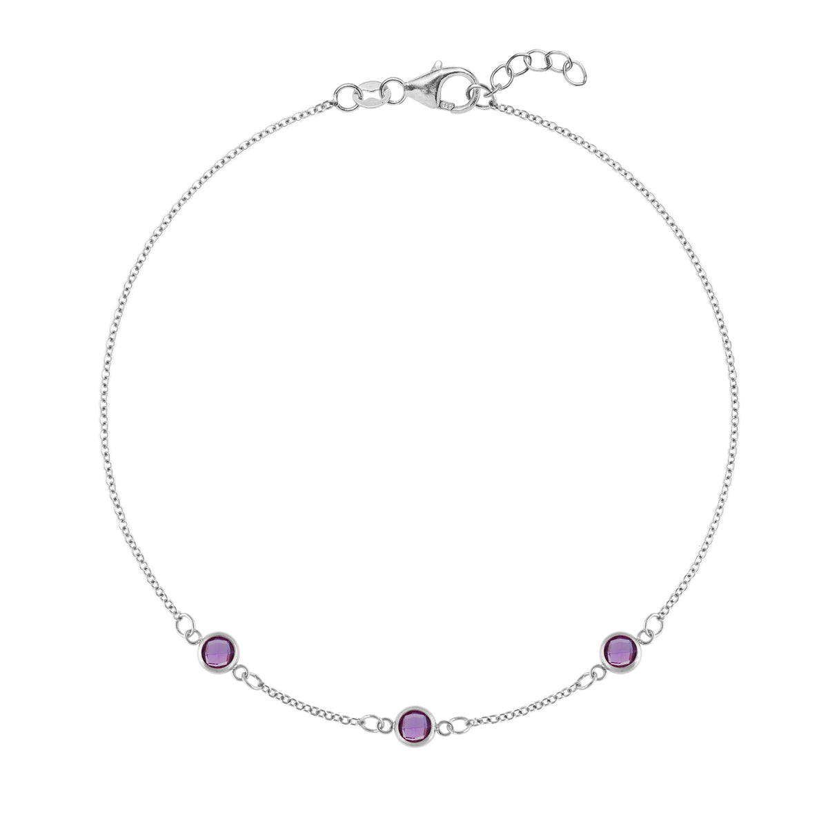 0.75 CT Round Amethyst Lab Made Diamond-February Birthstone Bracelet 7