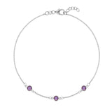 0.75 CT Round Amethyst Lab Made Diamond-February Birthstone Bracelet 7