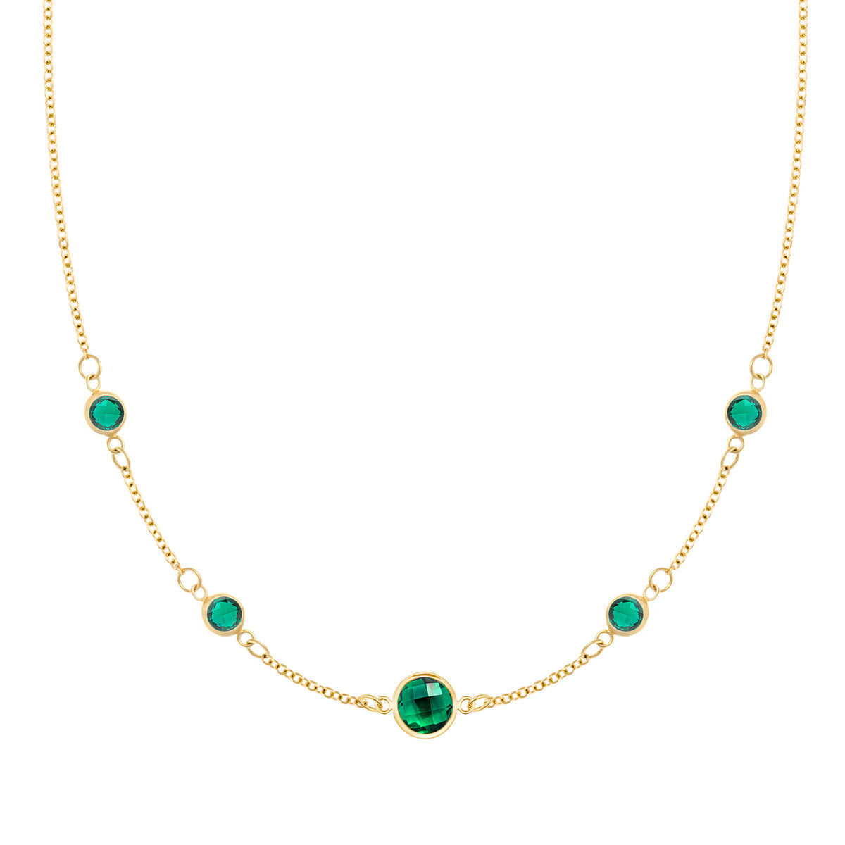 0.84 CT Round Emerald Lab Made Diamond-May Birthstone Dainty Necklace 1
