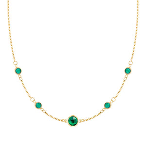 0.84 CT Round Emerald Lab Made Diamond-May Birthstone Dainty Necklace