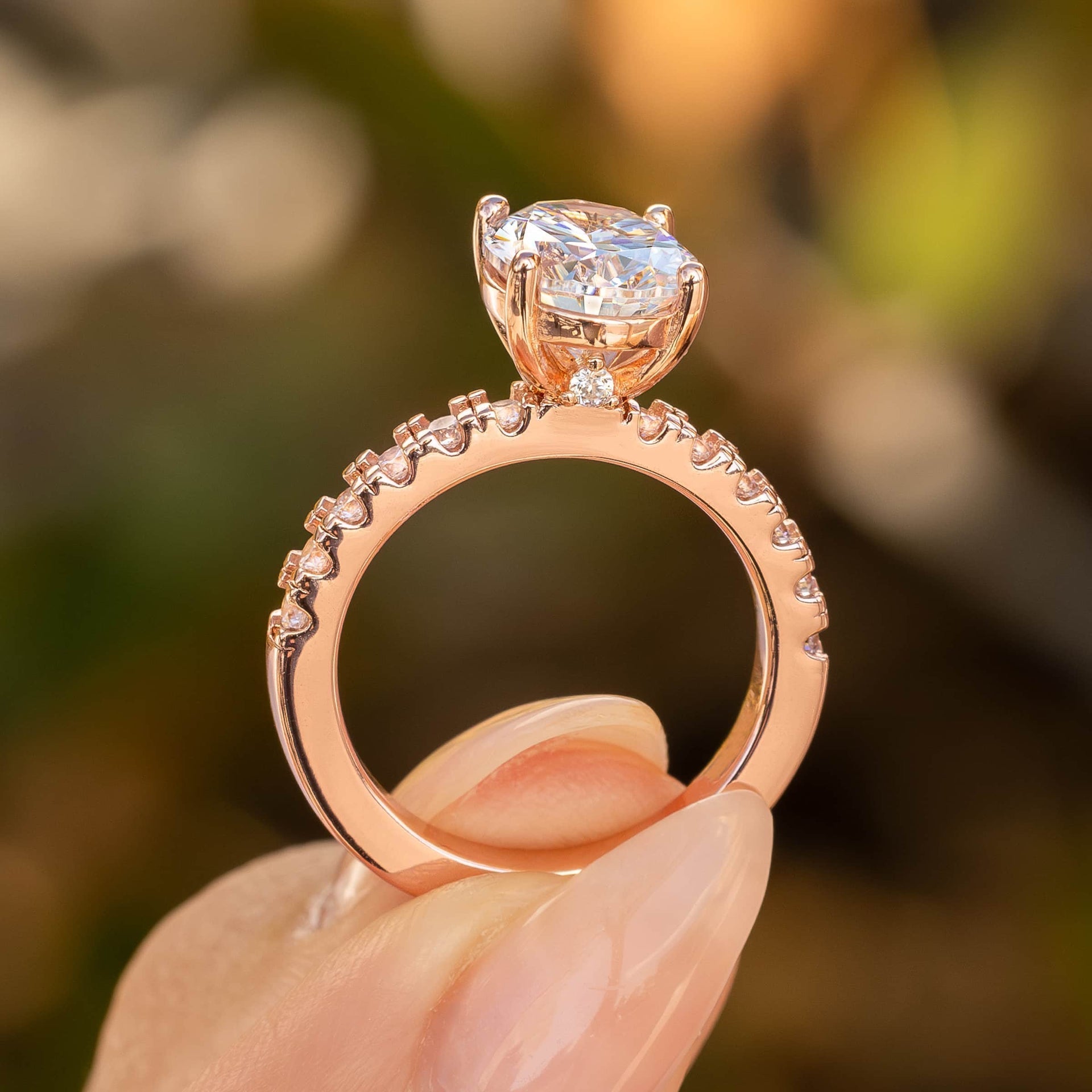 Stunning 3.0 CT Oval Moissanite Engagement Ring in Pave Design 10