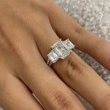 Stunning 3.0 CT Emerald Moissanite Engagement Ring with Three Stone Design 2