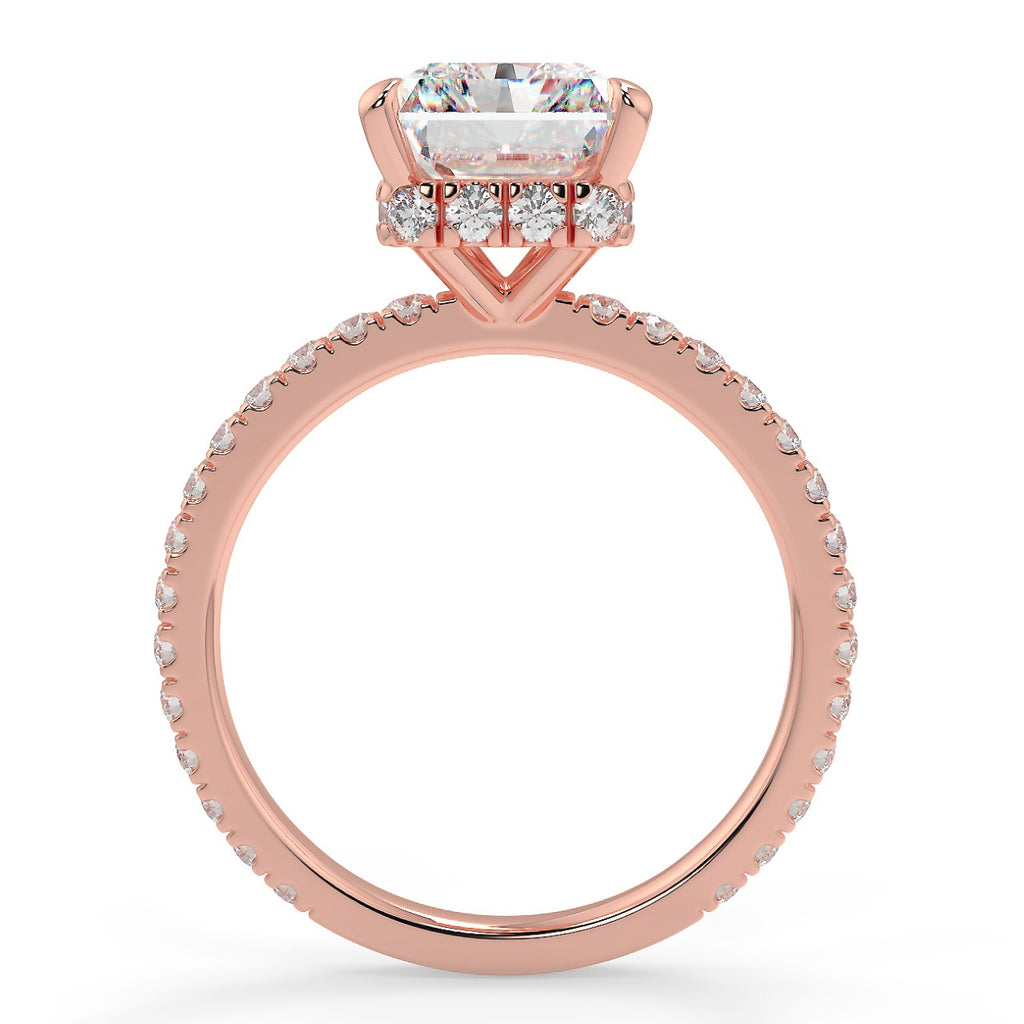 Stunning 2.50 CT Radiant Moissanite Engagement Ring with Hidden Halo & Pave Design 8