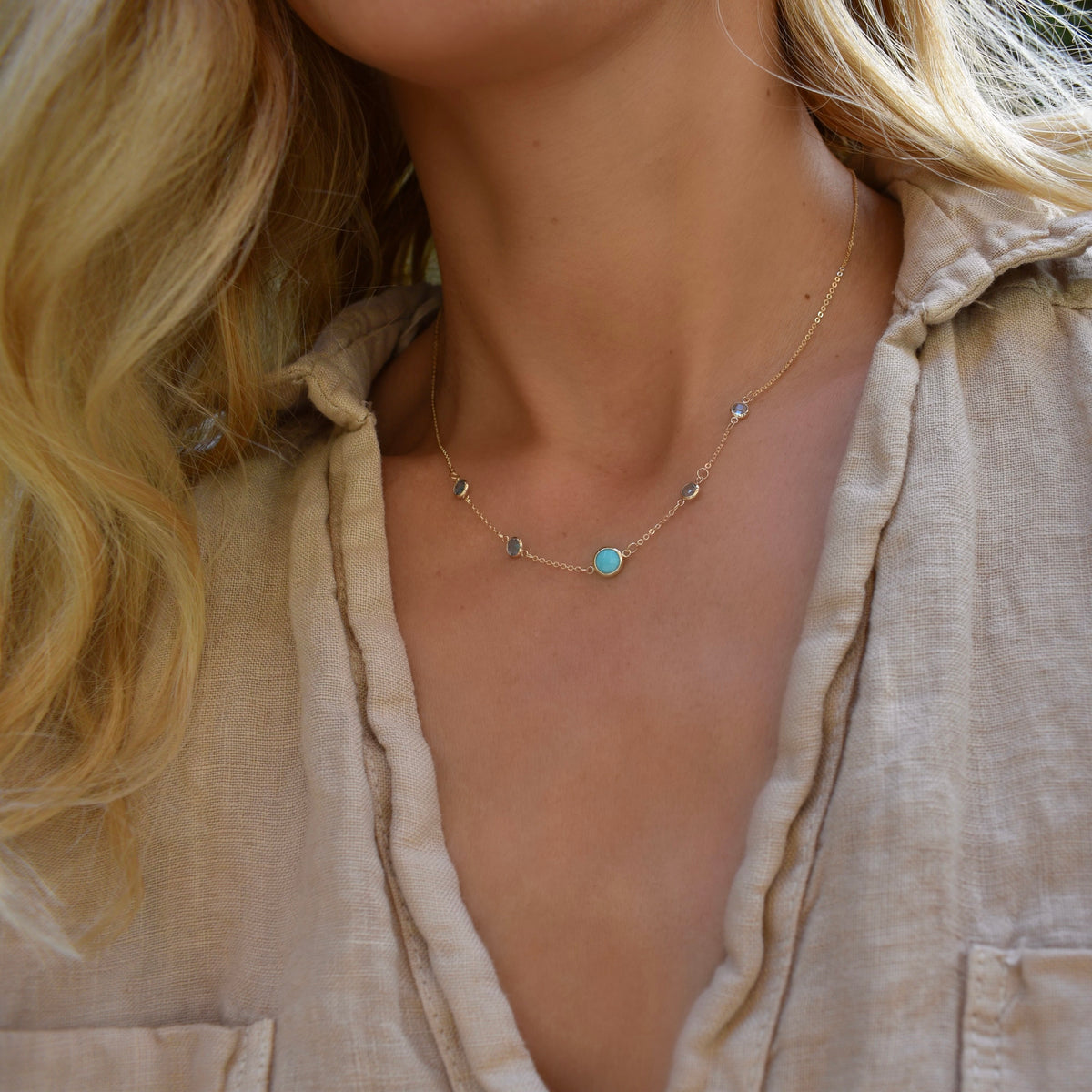 0.90 CT Round Topaz Lab Made Diamond-December Birthstone Necklace 2