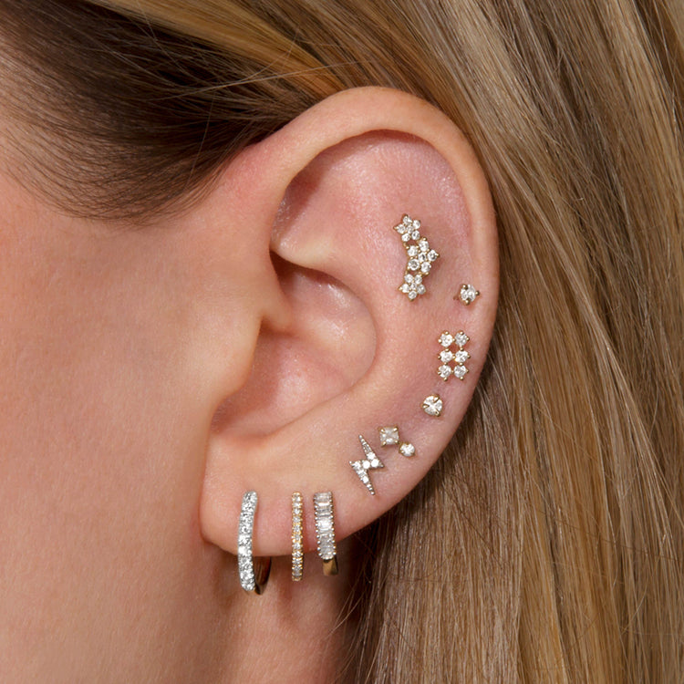 1.0 TCW Round Cut Moissanite Pave Huggie Earrings in Gold 11