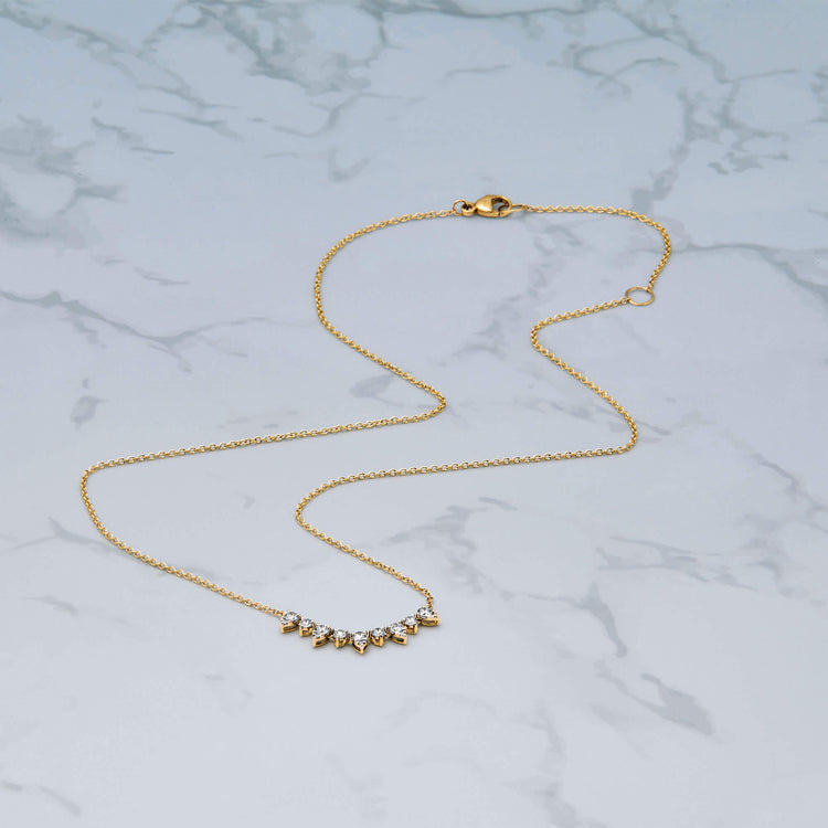 0.70 CT Round & Pear Moissanite Diamond Tiara Necklace in Solid Gold 4