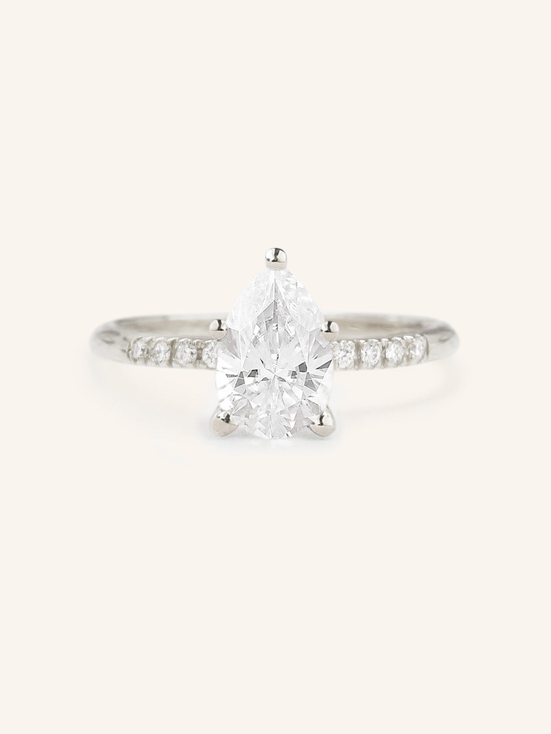 Stunning 1 CT Pear Moissanite Engagement Ring With Pave Design 2