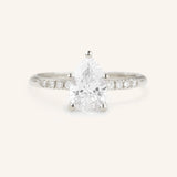 Stunning 1 CT Pear Moissanite Engagement Ring With Pave Design 2