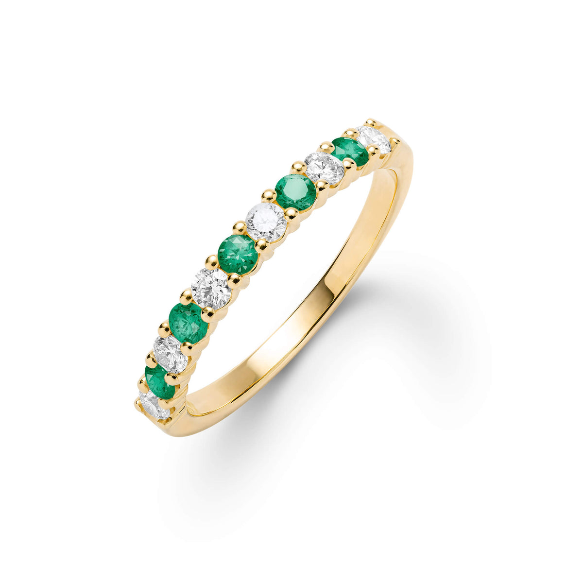 0.33 TCW Round Emerald Lab Made Diamond-May Birthstone Wedding Band 1
