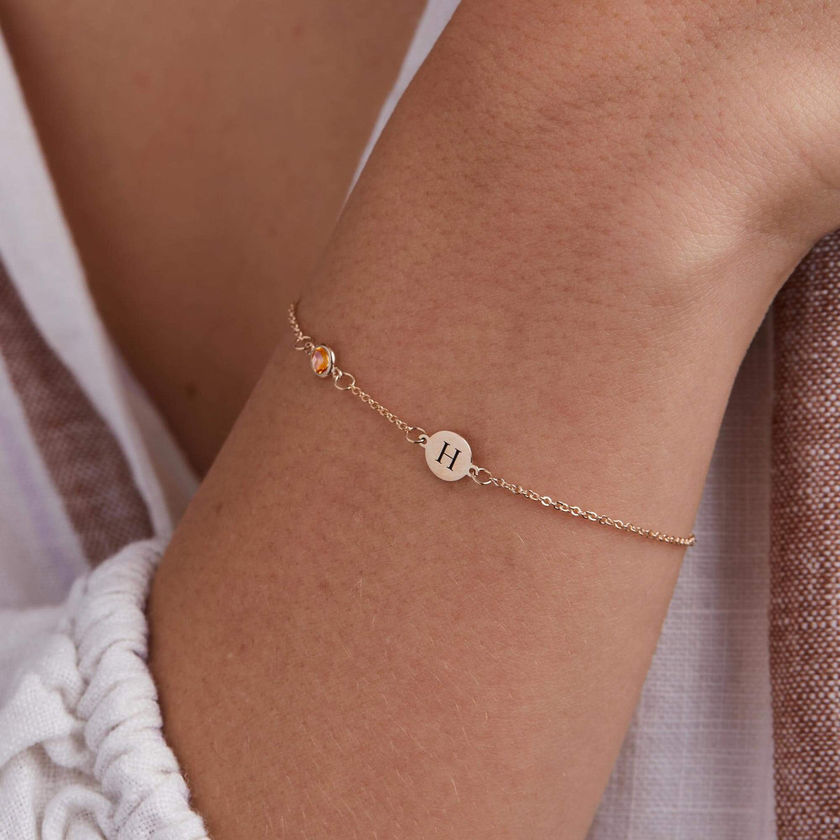 0.25 TCW Round Citrine Lab Made Diamond- November Birthstone Bracelet 3