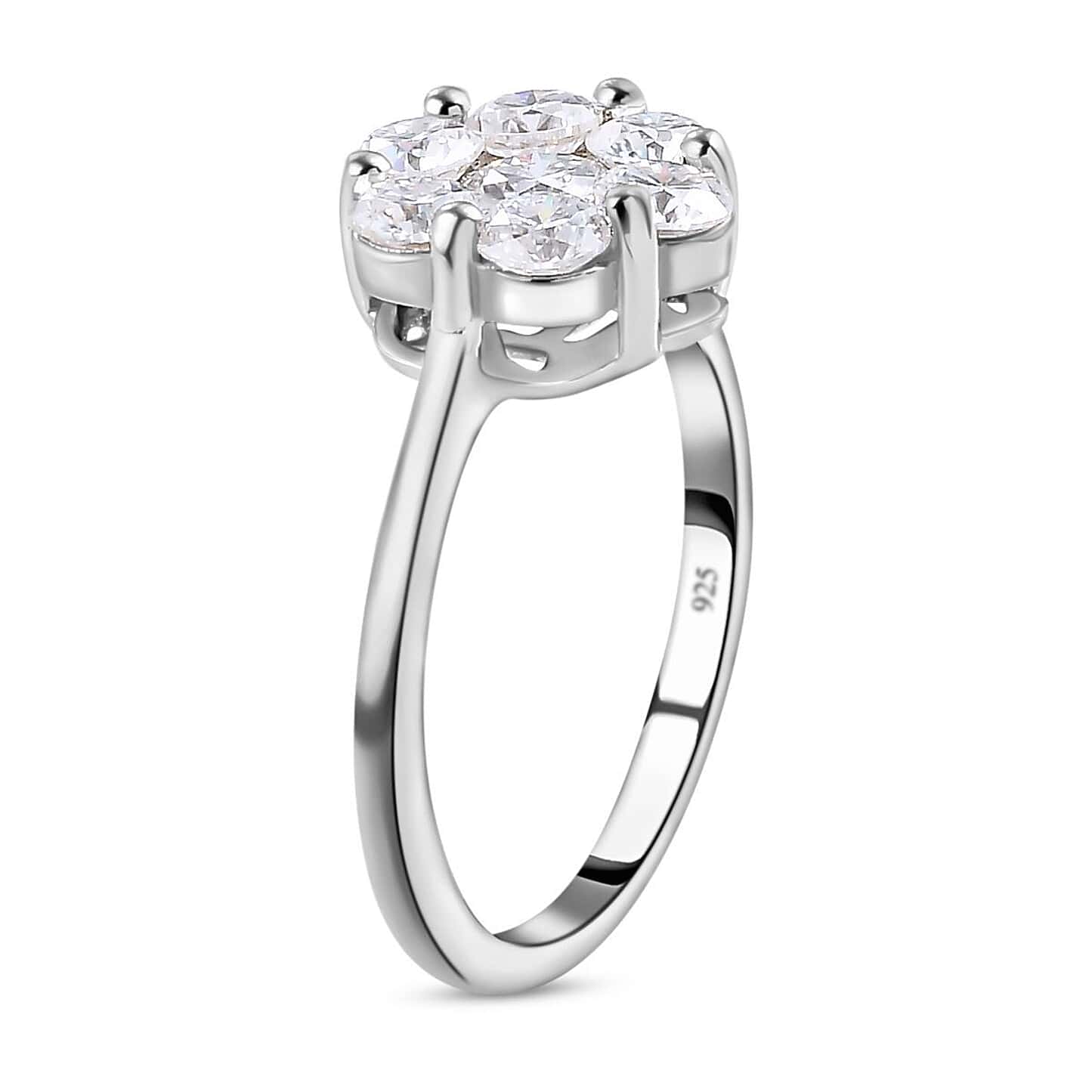 Round Cut Cubic Zirconia in 925 Sterling Silver Ring 4