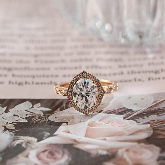 Stunning 3.0 CT Oval Moissanite Engagement Ring with Halo Design 1