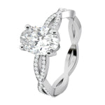 Stunning 0.5 CT Oval Moissanite With Criss Cross Pave Design Engagement Ring 2