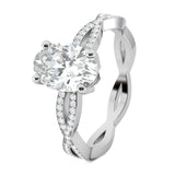 Stunning 0.5 CT Oval Moissanite With Criss Cross Pave Design Engagement Ring 2