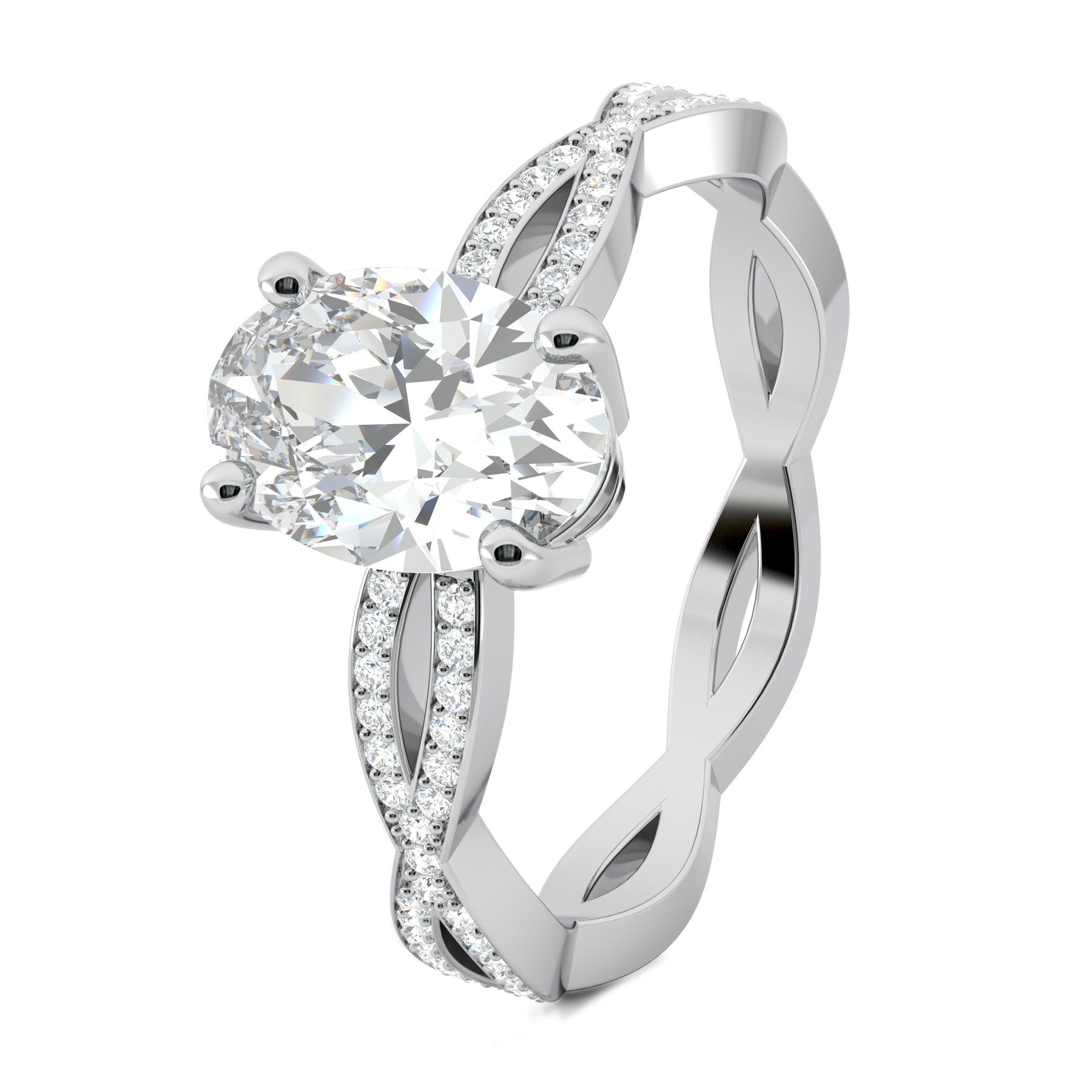 Stunning 0.5 CT Oval Moissanite With Criss Cross Pave Design Engagement Ring 2