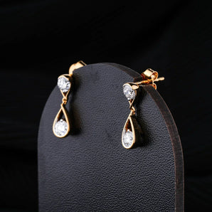 1.0 TCW Round Cut Moissanite Drop Earrings in Gold