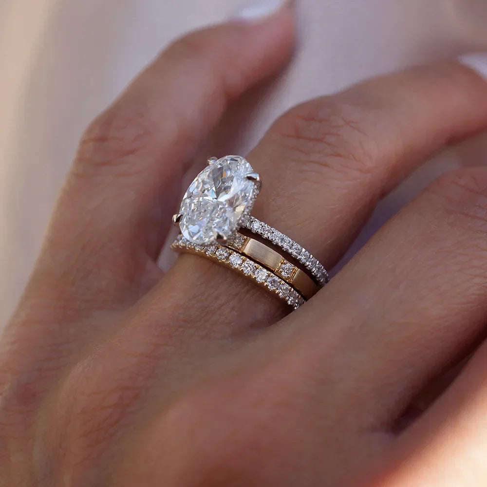 Stunning 0.2 TCW Round Moissanite Stones Dainty Wedding Bands 6