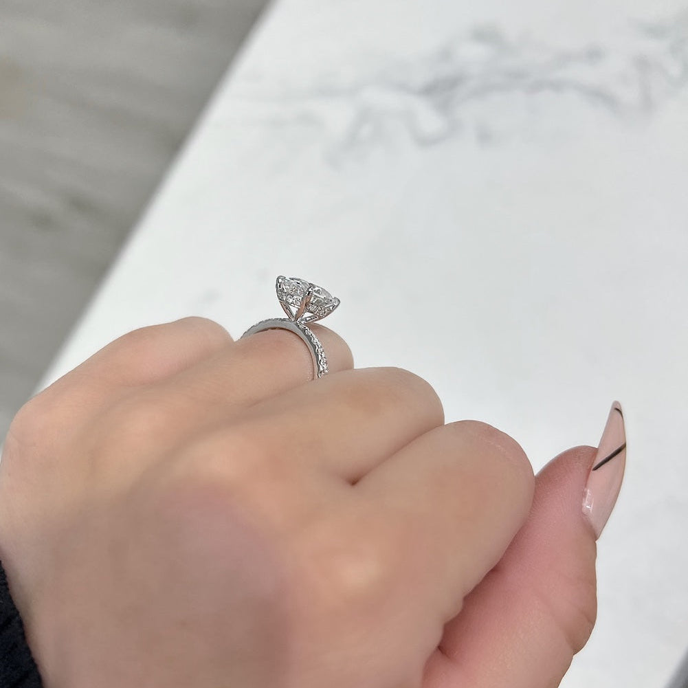 Stunning 3.0 CT Oval Moissanite Engagement Ring with Hidden Halo & Pave Design 2