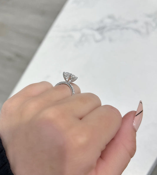 Stunning 3.0 CT Oval Moissanite Engagement Ring with Hidden Halo & Pave Design 2