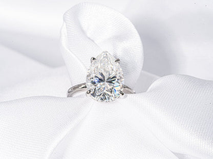 Stunning 5.0 CT Pear Cut Moissanite Engagement Ring with Hidden Halo Design 7
