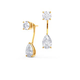 1.20 TCW Pear & Round Cut Moissanite Jackets Earrings in Gold 1