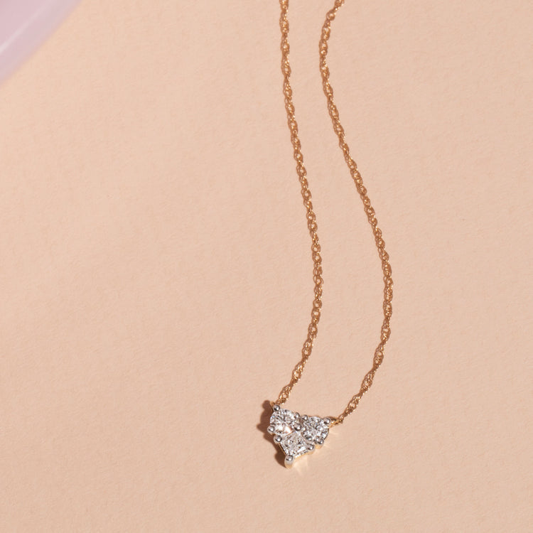 0.30 CT Princess & Round Moissanite Diamond Cluster Pendant Necklace in Solid Gold 1
