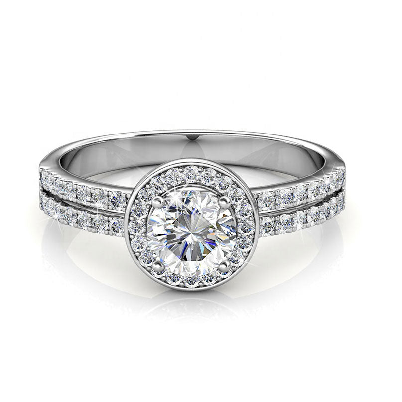 Round Cut Halo & Pave Style Cubic Zirconia in 925 Sterling Silver Ring 6