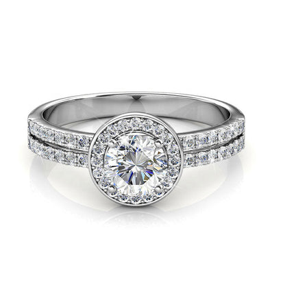 Round Cut Halo & Pave Style Cubic Zirconia in 925 Sterling Silver Ring 6