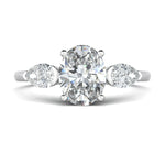 Stunning 0.7 CT Oval Moissanite Stones Three Stones Wedding Band 1