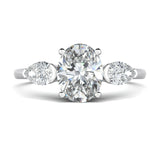 Stunning 0.7 CT Oval Moissanite Stones Three Stones Wedding Band 1