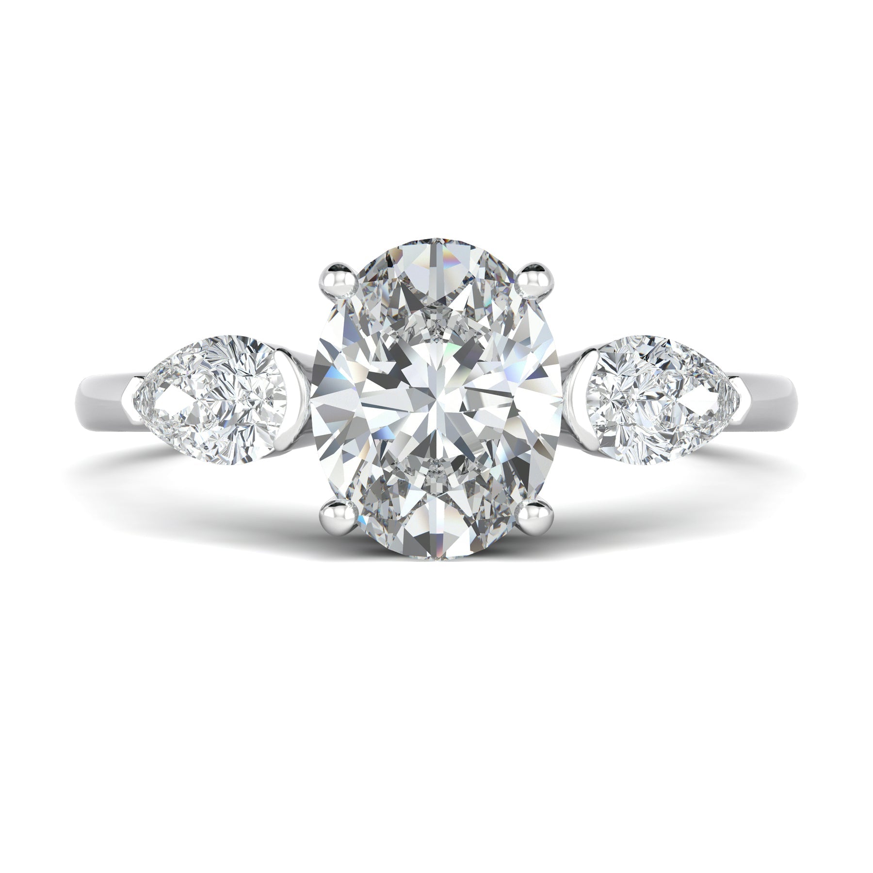 Stunning 0.7 CT Oval Moissanite Stones Three Stones Wedding Band 1