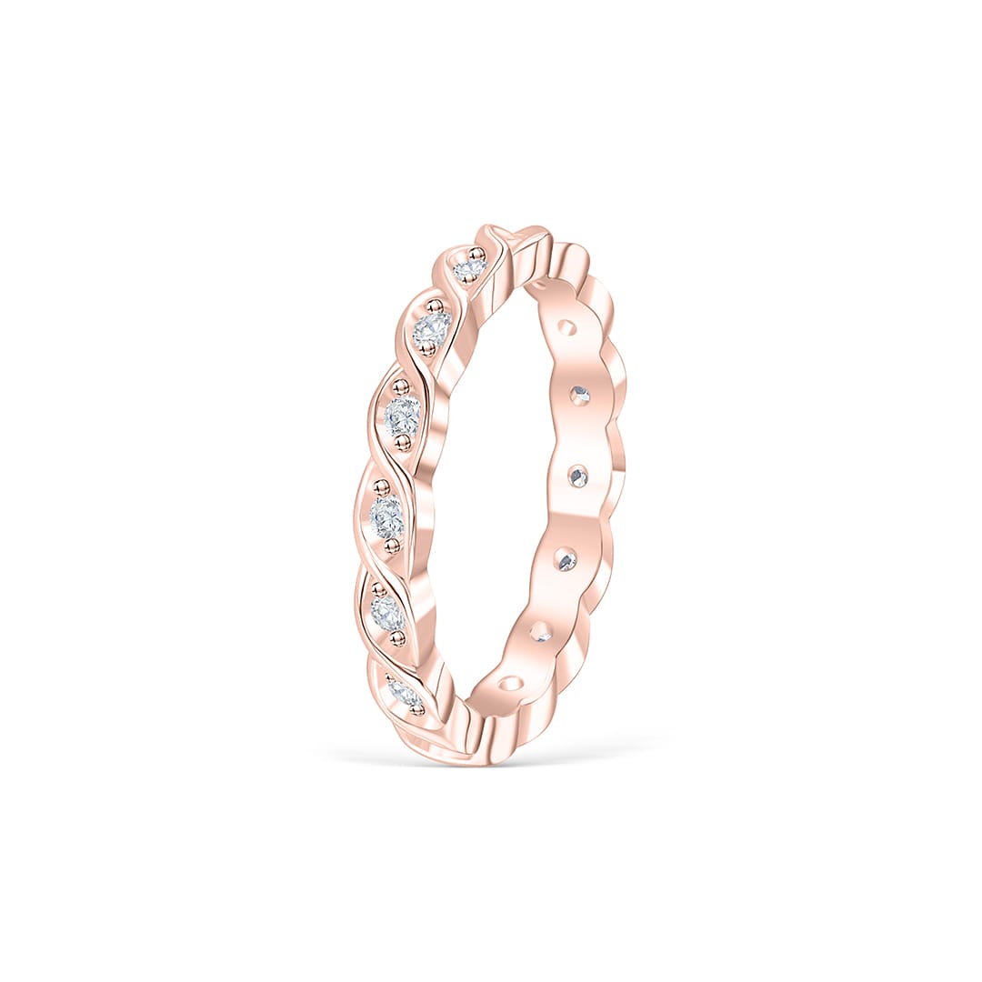 Stunning 0.3 TCW Round Moissanite Stones Twisted Eternity Wedding Band 2