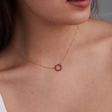 1.2 TCW Round Ruby Lab Made Diamond- July Birthstone Circle Necklace 3