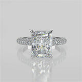 Stunning 2.45 CT Radiant Moissanite Engagement Ring with Hidden Halo & Three Side Pave Design 1