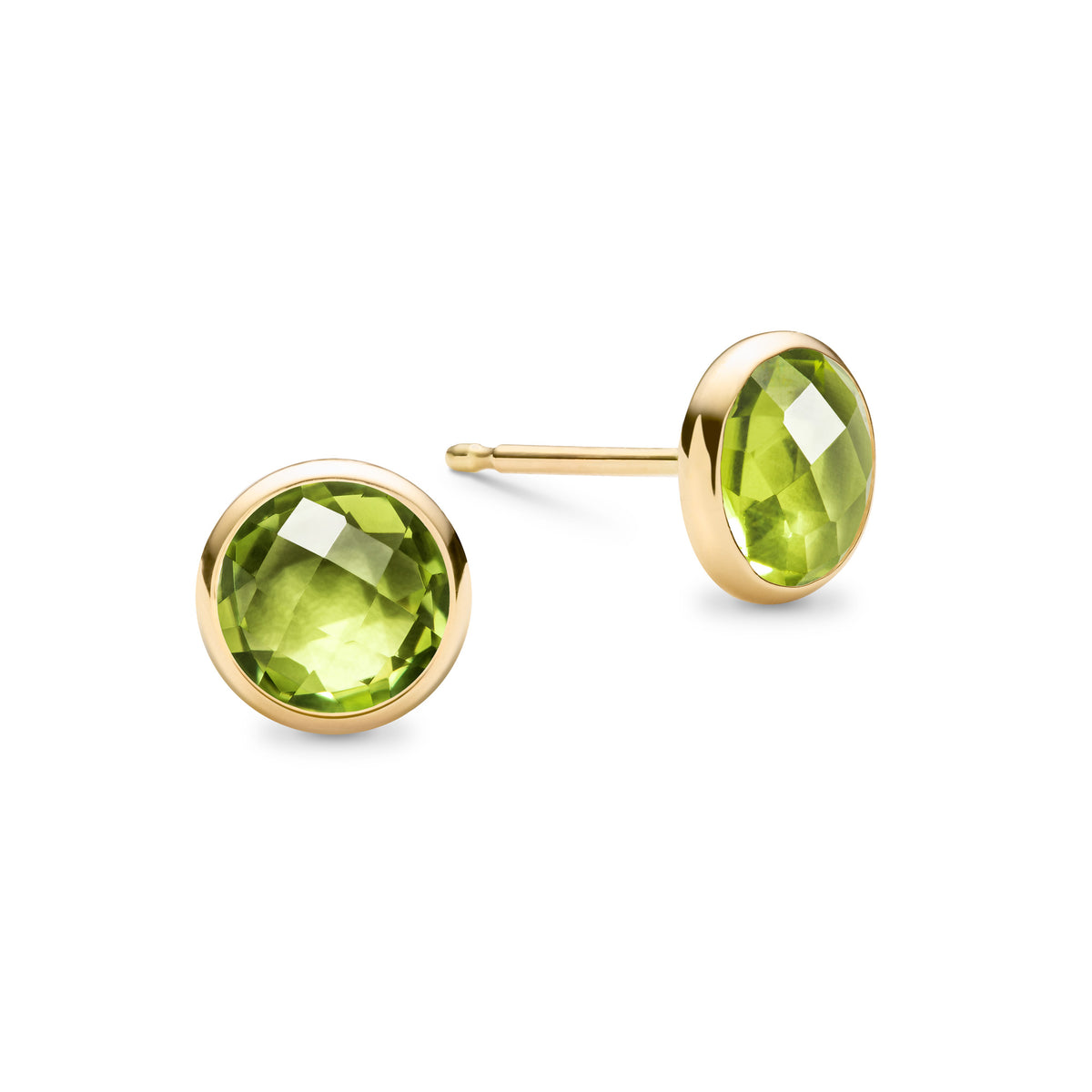 0.84 TCW Round Peridot Lab Made Diamond-August Birthstone Studs 1