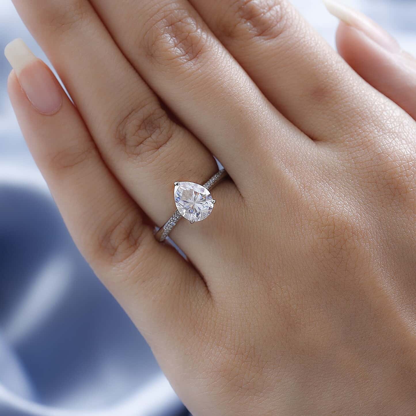 Pear Cut Pave Style Cubic Zirconia in 925 Sterling Silver Ring 3