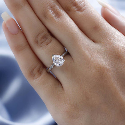 Pear Cut Pave Style Cubic Zirconia in 925 Sterling Silver Ring 3