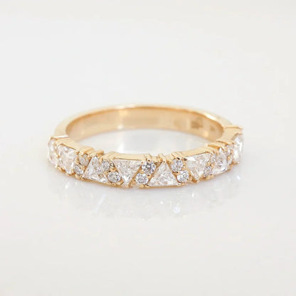 Stunning 0.4 TCW Trillion & Round Moissanite Stones with Half Eternity Wedding Bands 1
