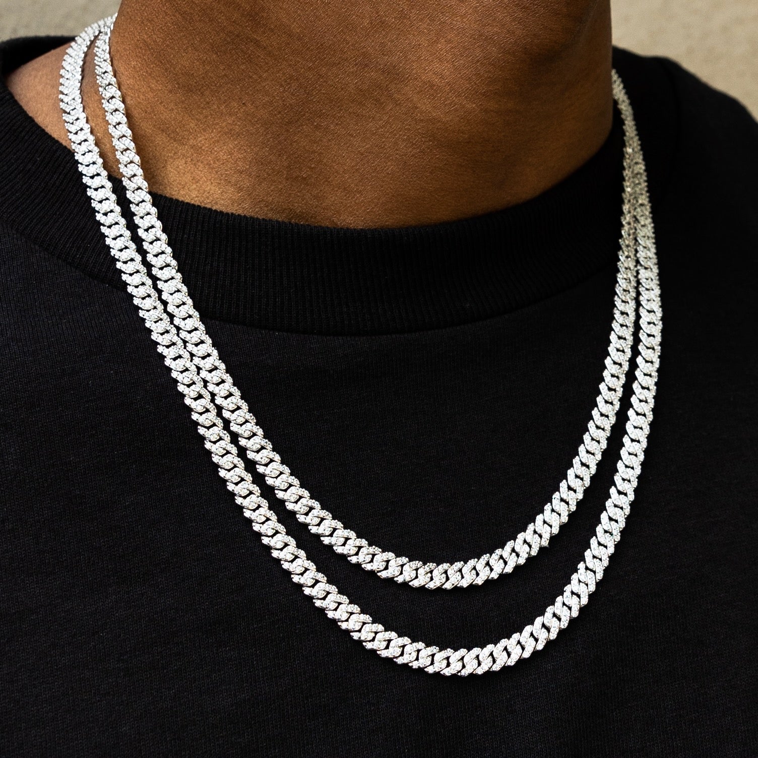 40 CT Round Moissanite Diamond Cuban Silver Necklace For Him 3