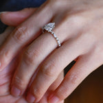 Stunning 1.0 - 2.0 CT Pear Moissanite Engagement Ring with Half Pave Design 6