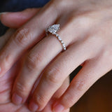 Stunning 1.0 - 2.0 CT Pear Moissanite Engagement Ring with Half Pave Design 6