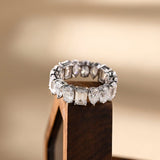 0.4 TCW Oval Pear & Emerald Cut Moissanite Bridal Wedding Band With Pave Style 1