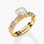 1.50 CT Round Cut Moissanite Bridal Ring Set with Marquise & Round Wedding Bands 2