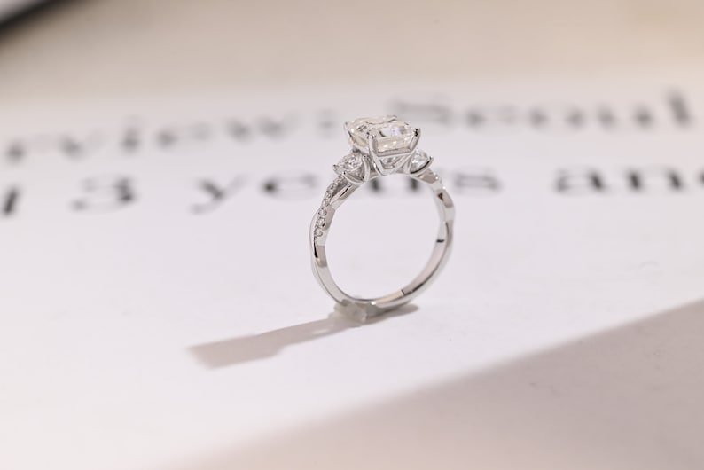 Stunning 1.0 - 2.0 CT Asscher Moissanite Engagement Ring With Twisted Pave Design 7