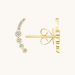 0.80 TCW Round Cut Moissanite Curved Cuff Earrings in Gold 1