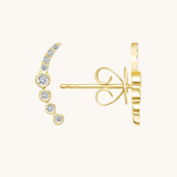0.80 TCW Round Cut Moissanite Curved Cuff Earrings in Gold 1
