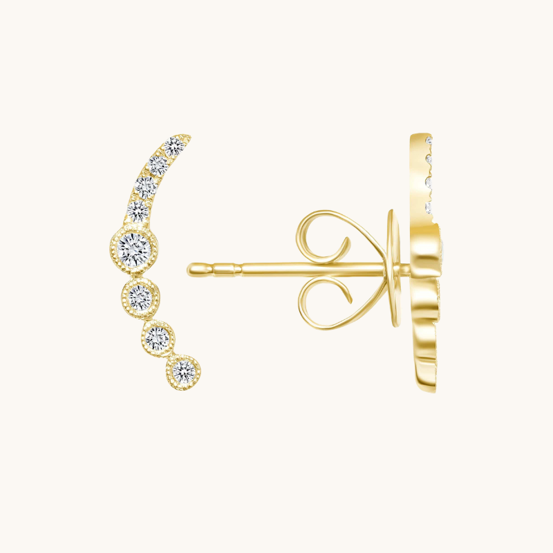 0.80 TCW Round Cut Moissanite Curved Cuff Earrings in Gold 1