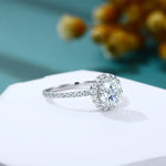 Stunning 1.0 CT Round Cut Moissanite Engagement Ring with Halo & Pave Design 5